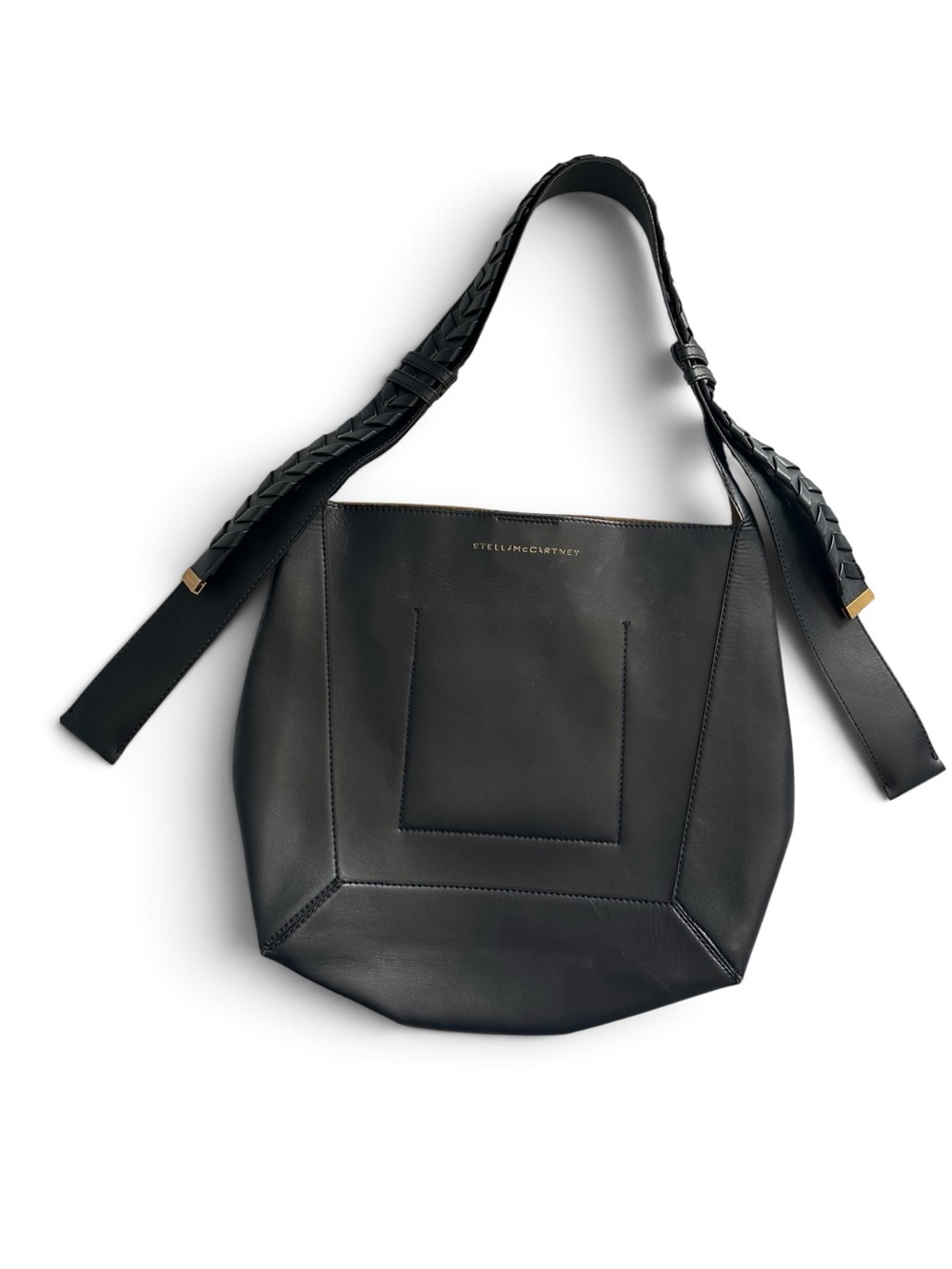 Stella McCartney Black Braided-Strap Medium Hobo Shoulder Bag